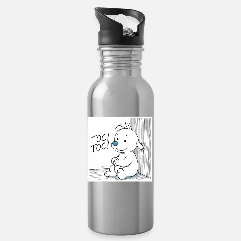 Idéfix Frappe Toc Toc Toc - Gourde avec paille intégrée - argent clair