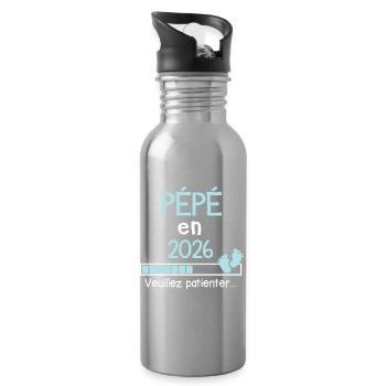 Opa im Jahr 2026 Geschenk Zukunft Opa - Trinkflasche mit integriertem Trinkhalm - Lightsilver - Rechts