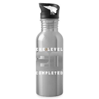 20th wedding anniversary - Water bottle with straw - silver - Right