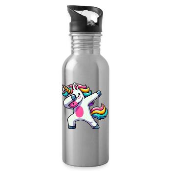 Dabbing Unicorn Dab Unicorn Girl Unicorns - Water bottle with straw - silver - Right