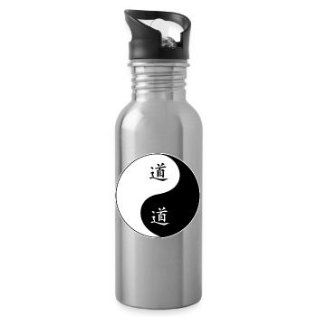 Yin Yang Symbol mit chinesischen Zeichen - Trinkflasche mit integriertem Trinkhalm - Lightsilver - Rechts