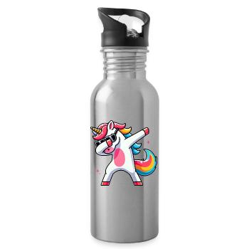 Dab Unicorn Dabbing Unicorns Unicorn Girl - Water bottle with straw - silver - Right