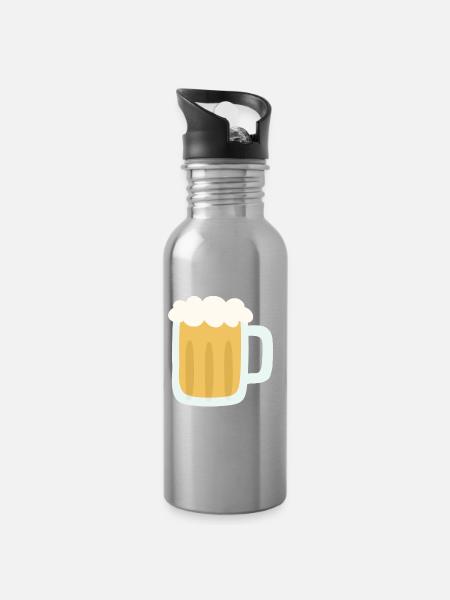 Schaumiger Bierkrug Illustration - Trinkflasche mit integriertem Trinkhalm - Lightsilver