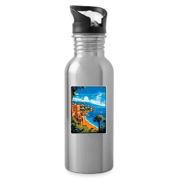 Sorrento Italy Vintage Travel Poster Cityscape WPA - Water bottle with straw - silver - Right