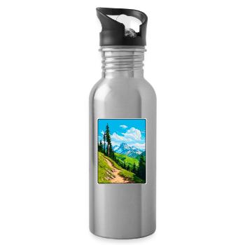 Affiche de voyage Piz Badile Suisse Paysage urbain WPA - Gourde avec paille intégrée - argent clair - Droite
