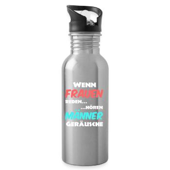 Männer und Frauen Sprüche - Trinkflasche mit integriertem Trinkhalm - Lightsilver - Rechts