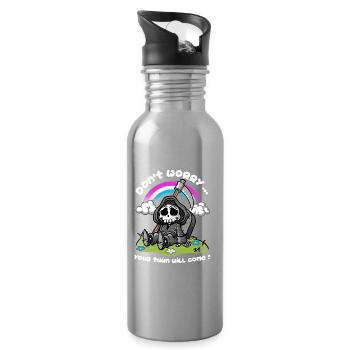Der Sarkasmus des Todes - Trinkflasche mit integriertem Trinkhalm - Lightsilver - Rechts