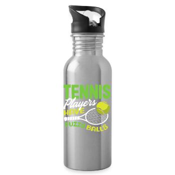 Tennis Players Have Fuzzy Balls - Water bottle with straw - silver - Right