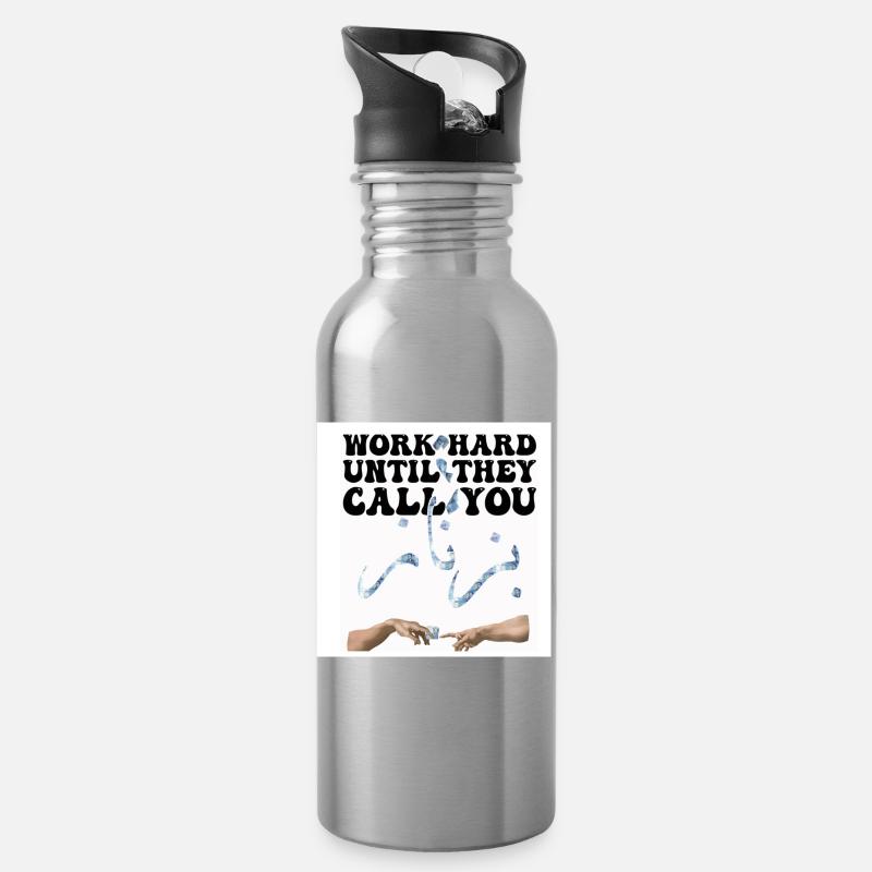 Motivation Arbeit Geld - Trinkflasche mit integriertem Trinkhalm - Lightsilver