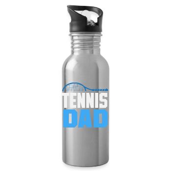 Tennis Dad Player For Sports Lovers - Water bottle with straw - silver - Right