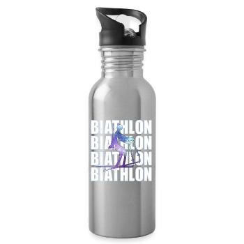 Biathlon Wintersport Biathleten - Trinkflasche mit integriertem Trinkhalm - Lightsilver - Rechts
