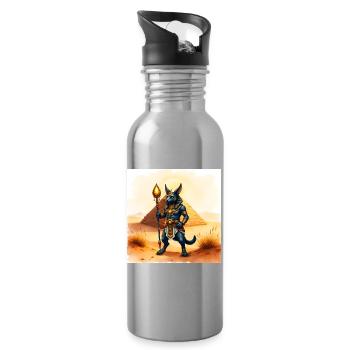 Half Human Egyptian Xylophone - Water bottle with straw - silver - Right