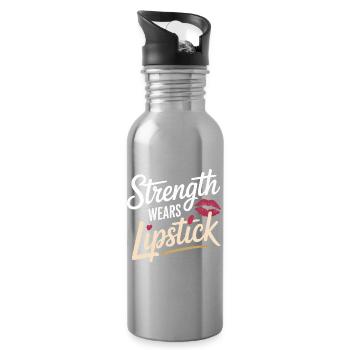  Strength Wears Lipstick Women Empowerment Women's - Trinkflasche mit integriertem Trinkhalm - Lightsilver - Rechts