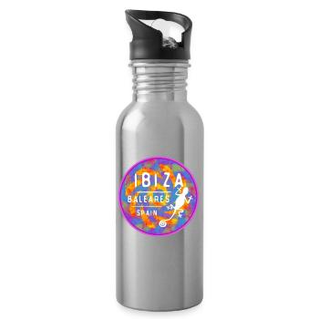 Ibiza Balearic Islands Design - Water bottle with straw - silver - Right