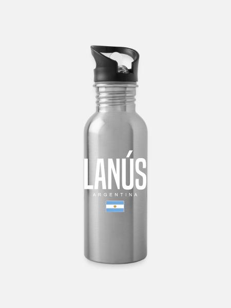 Lanús Argentinien Argentinier - Trinkflasche mit integriertem Trinkhalm - Lightsilver