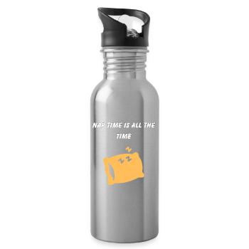 Creative Quote About Nap and Rest - Water bottle with straw - silver - Right
