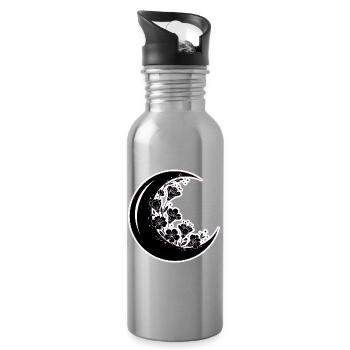 Floral Moon Phase Illustration - Water bottle with straw - silver - Right