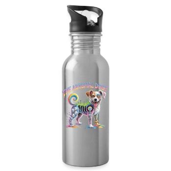 Psychedelischer abyssimaler Hund Illustration - Trinkflasche mit integriertem Trinkhalm - Lightsilver - Rechts
