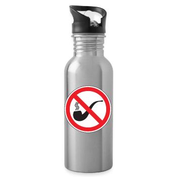 No Smoking Pipe Sign, Signage - Water bottle with straw - silver - Right