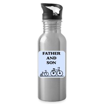 Cycling Father and Son Bikes - Water bottle with straw - silver - Right