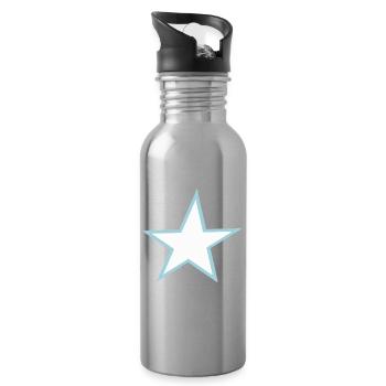 Leuchtender Stern mit blauer Umrandung - Trinkflasche mit integriertem Trinkhalm - Lightsilver - Rechts