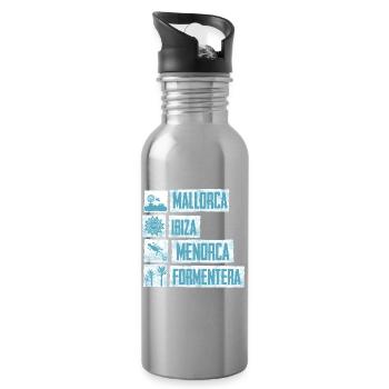 Inseln Balearen - Trinkflasche mit integriertem Trinkhalm - Lightsilver - Rechts