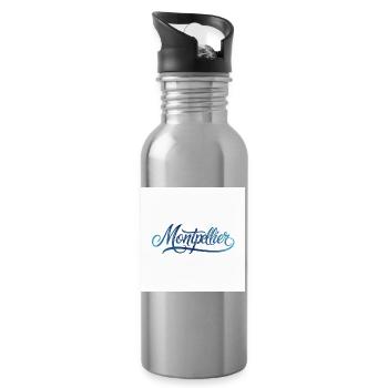 Montpellier Handlettering Design - Trinkflasche mit integriertem Trinkhalm - Lightsilver - Rechts