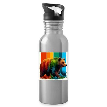 Bär - Trinkflasche mit integriertem Trinkhalm - Lightsilver - Rechts