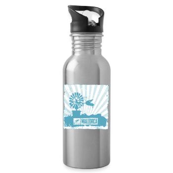 Moulin à vent de Majorque et design - Gourde avec paille intégrée - argent clair - Droite