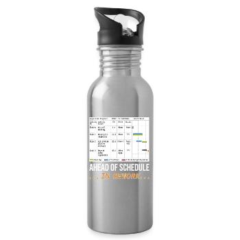 Ahead of Schedule... In Rework (Funny Gantt Chart) - Water bottle with straw - silver - Right