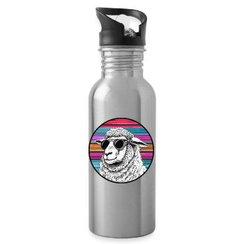 Llama surfer with sunglasses - Water bottle with straw - silver - Right