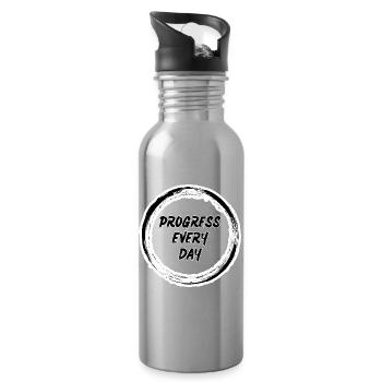 Progress Every Day Zen Circle  - Water bottle with straw - silver - Right