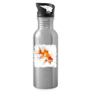 Koi Aquarelle Carpe - Gourde avec paille intégrée - argent clair - Droite