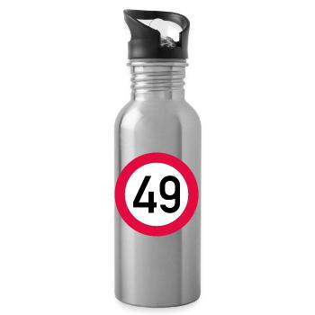 49. Geburtstag Achtung! Verkehrsschild 49 Km/h - Trinkflasche mit integriertem Trinkhalm - Lightsilver - Rechts