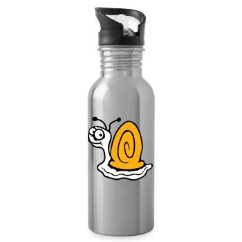 Schnecke ängstlich unsicher nach hinten gucken süß - Trinkflasche mit integriertem Trinkhalm - Lightsilver - Rechts