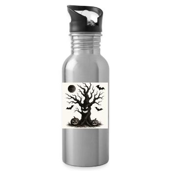 Arbre effrayant d’Halloween 31 octobre - Gourde avec paille intégrée - argent clair - Droite