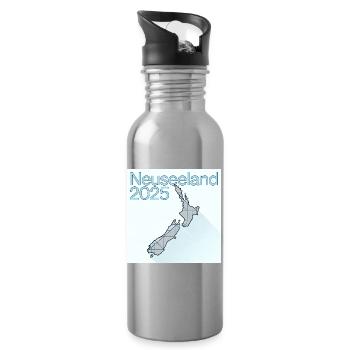 Neuseeland 2025 Geometrische Karte - Trinkflasche mit integriertem Trinkhalm - Lightsilver - Rechts
