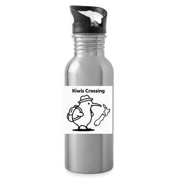 Kiwis Crossing: Reisender Kiwi mit Rucksack - Trinkflasche mit integriertem Trinkhalm - Lightsilver - Rechts