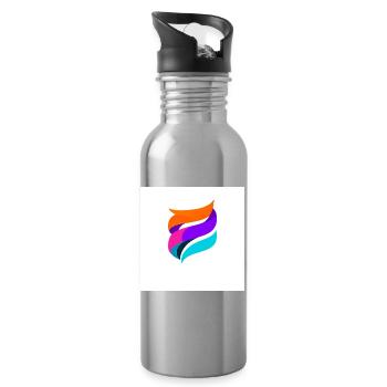 Bunte Ribbon-Form Abstrakt - Trinkflasche mit integriertem Trinkhalm - Lightsilver - Rechts