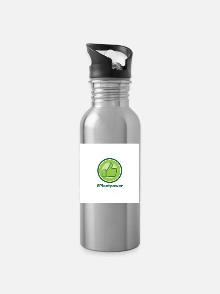 Plantpower Green Thumb Logo - Water bottle with straw - silver