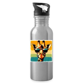 giraffe - Water bottle with straw - silver - Right