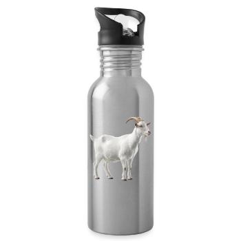 Portrait de chèvre de montagne blanche - Gourde avec paille intégrée - argent clair - Droite