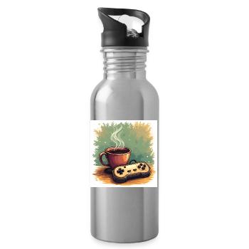 Caffeine & Campaigns - Trinkflasche mit integriertem Trinkhalm - Lightsilver - Rechts