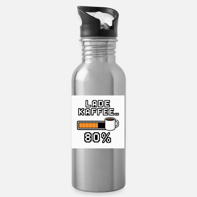 Lade Kaffee 80% - Trinkflasche mit integriertem Trinkhalm - Lightsilver