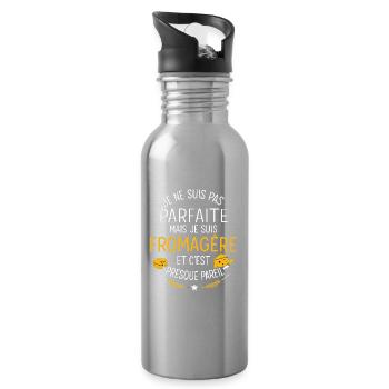 I'm not perfect but I'm a cheesemaker - Water bottle with straw - silver - Right