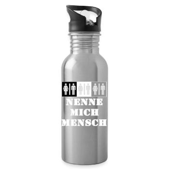 Call Me Human Boundary Sign - Water bottle with straw - silver - Right