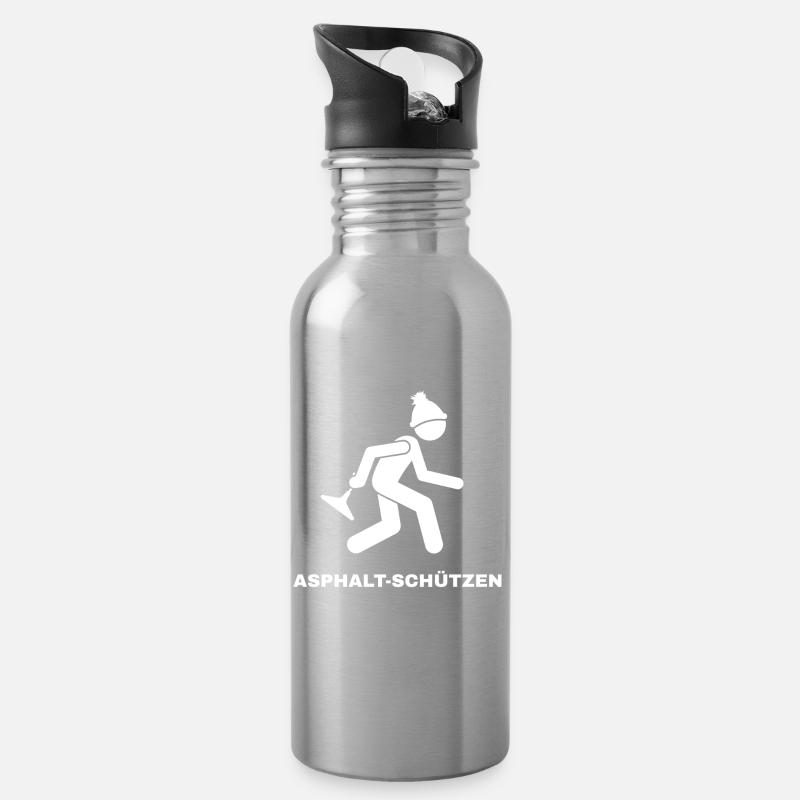 Asphalt-Schützen - Trinkflasche mit integriertem Trinkhalm - Lightsilver