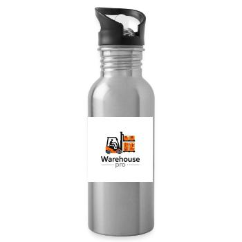 Lager Logo Gabelstapler - Trinkflasche mit integriertem Trinkhalm - Lightsilver - Rechts