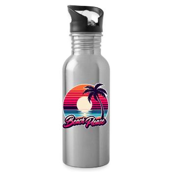 Beach Sunset Beach Please - Water bottle with straw - silver - Right