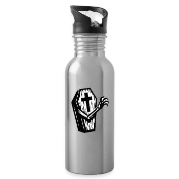 Grabstein Kreuzhand - Trinkflasche mit integriertem Trinkhalm - Lightsilver - Rechts